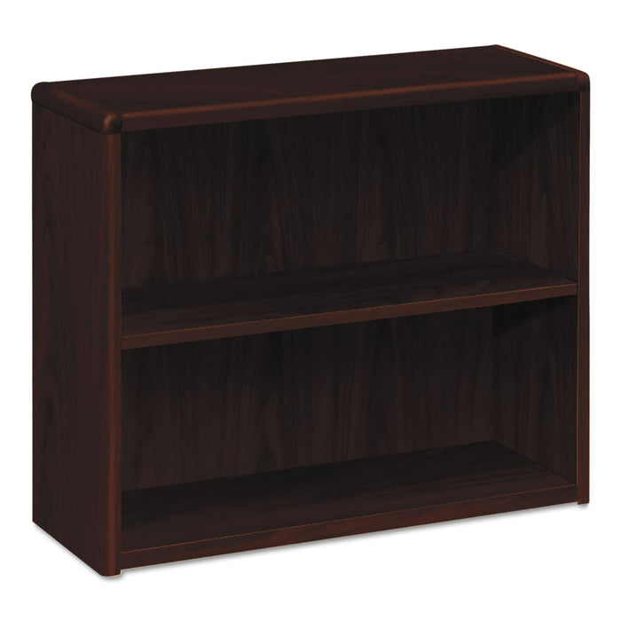 HON 10700 Series Wood Bookcase, Two-Shelf, 36w x 13.13d x 29.63h, Mahogany