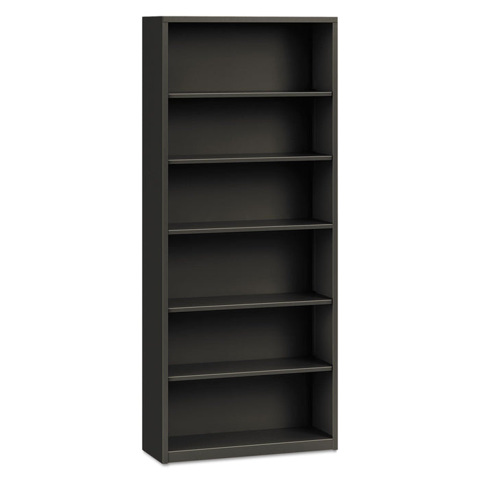 HON Metal Bookcase, Six-Shelf, 34.5w x 12.63d x 81.13h, Charcoal