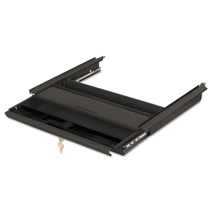 HON Center Drawer, Use with 38000 Series, Stationmaster, Metal, 19w x 14.75d x 3h, Charcoal