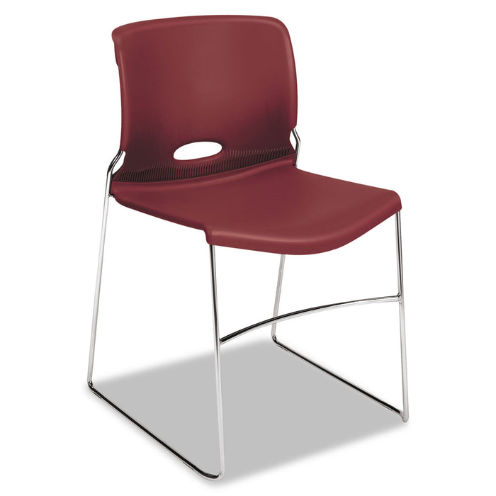 HON Olson Stacker High Density Chair, Supports Up to 300 lb, Mulberry Seat/Back, Chrome Base, 4/Carton