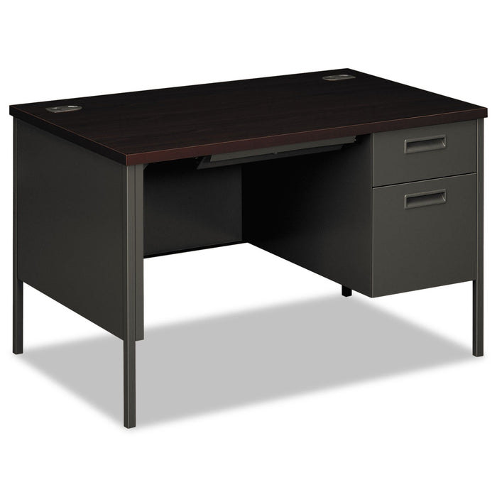 HON Metro Classic Series Right Pedestal Desk, 48" x 30" x 29.5", Mahogany/Charcoal