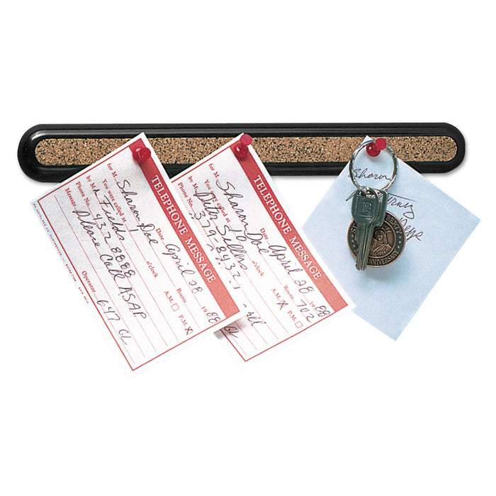 Quartet Bulletin Bar II Natural Cork Bulletin, 12 x 1, Brown, Black Plastic Frame