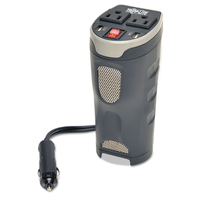 Tripp Lite PowerVerter Ultra-Compact Car Inverter, 200W, 2 Outlets, 2 USB Charging Ports