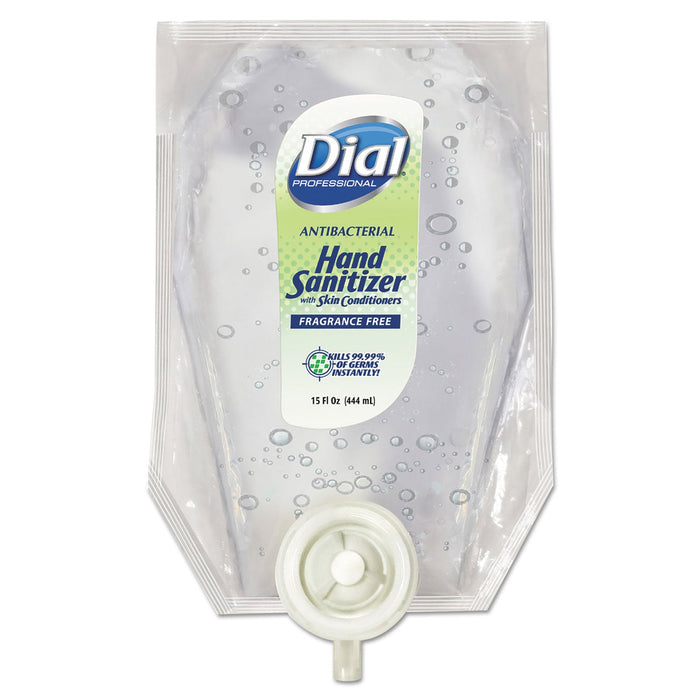 Dial Antibacterial Gel Hand Sanitizer Refill for Eco-Smart Dispenser, Fragrance-Free, 15 oz, 6/Carton