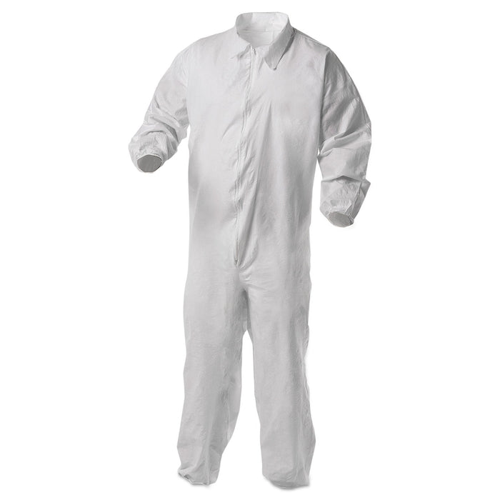 KleenGuard A35 Liquid and Particle Protection Coveralls, Zipper Front, Elastic Wrists and Ankles, X-Large, White, 25/Carton
