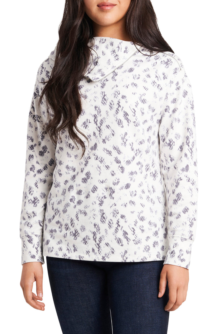 Vince Camuto Womens Foldover Neck Snake Silhouettes Top, Size XS by Vanessa Jane