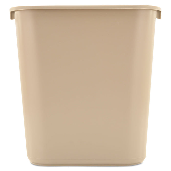 Rubbermaid Deskside Plastic Wastebasket, Rectangular, 7 gal, Beige