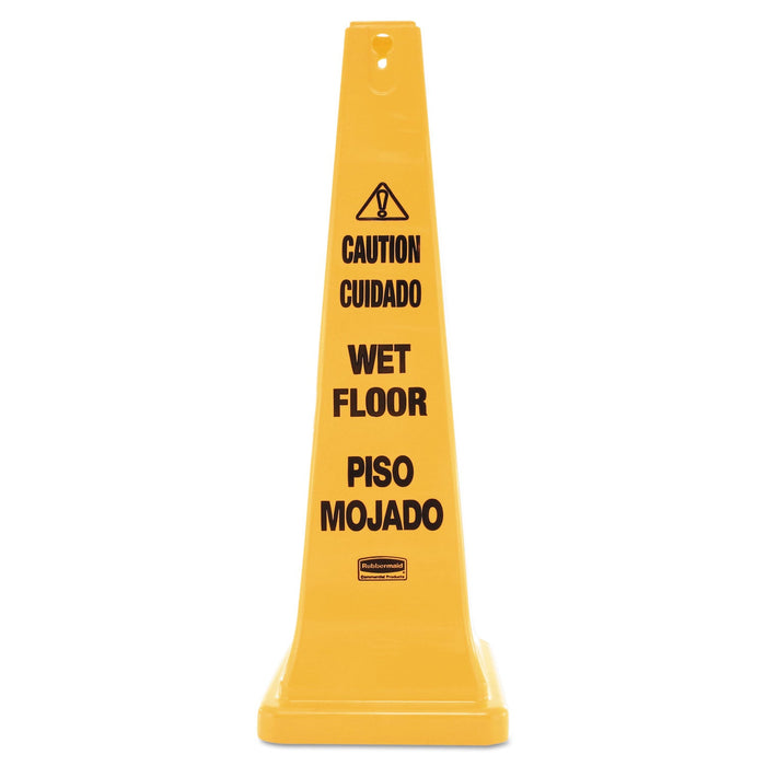 Rubbermaid Multilingual Wet Floor Safety Cone, 12.25 x 12.25 x 36
