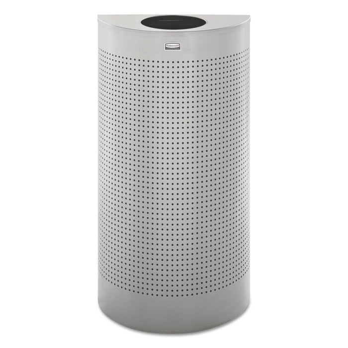 Rubbermaid Designer Line Silhouettes Receptacle, Half-Round, Steel, 12 gal, Silver Metallic