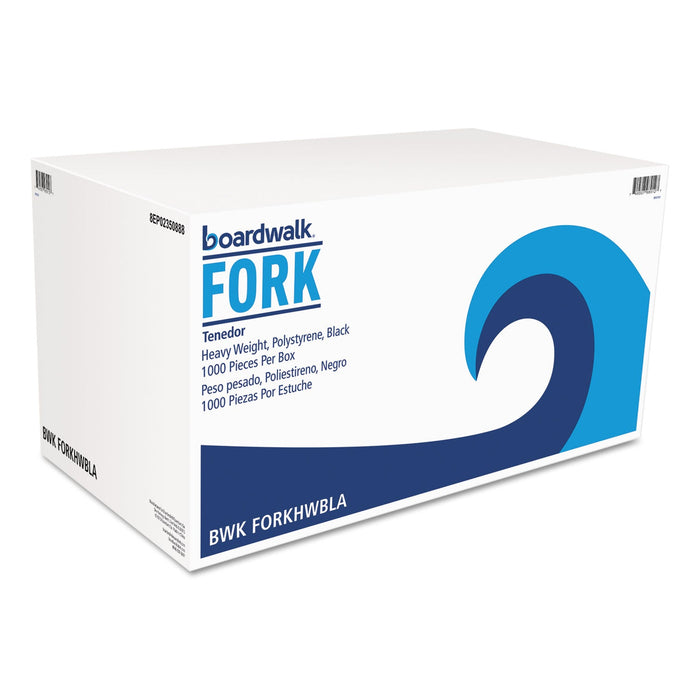 Boardwalk Heavyweight Polystyrene Cutlery, Fork, Black, 1000/Carton