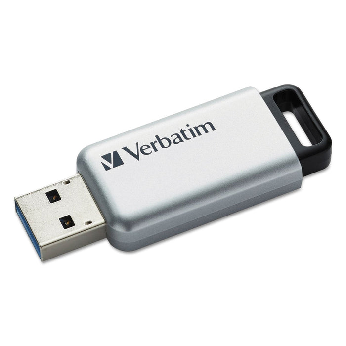 Verbatim Store 'n' Go Secure Pro USB Flash Drive with AES 256 Encryption, 64 GB, Silver