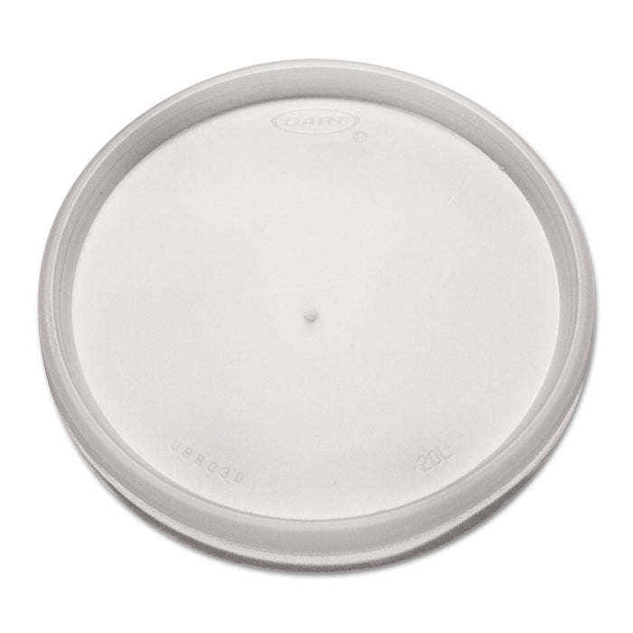 Dart Plastic Lids for Foam Cups, Bowls and Containers, Flat, Vented, Fits 6-32 oz, Translucent, 100/Pack, 10 Packs/Carton