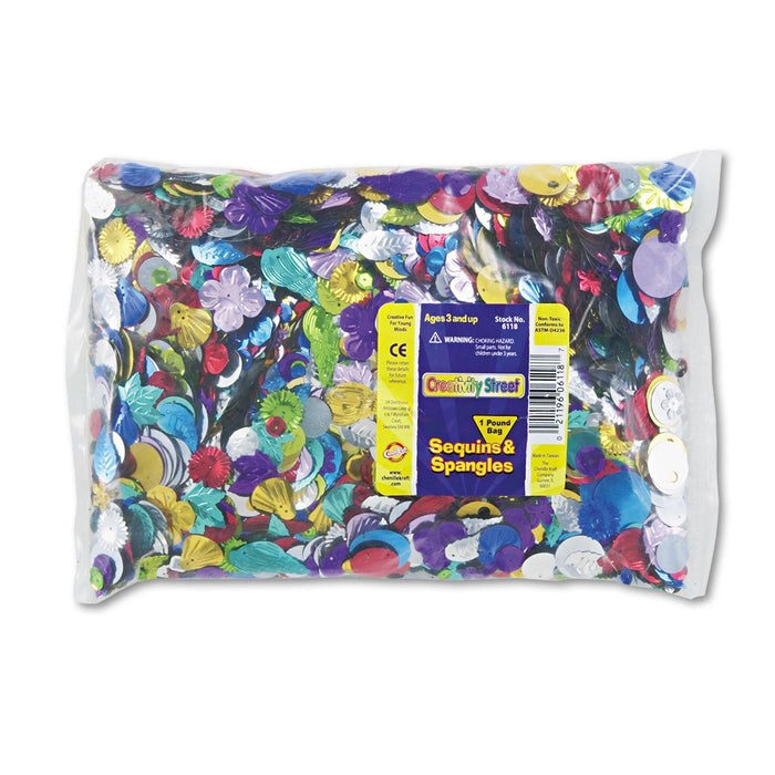 Creativity Street Sequins and Spangles Classroom Pack, Assorted Metallic Colors, 1 lb/Pack