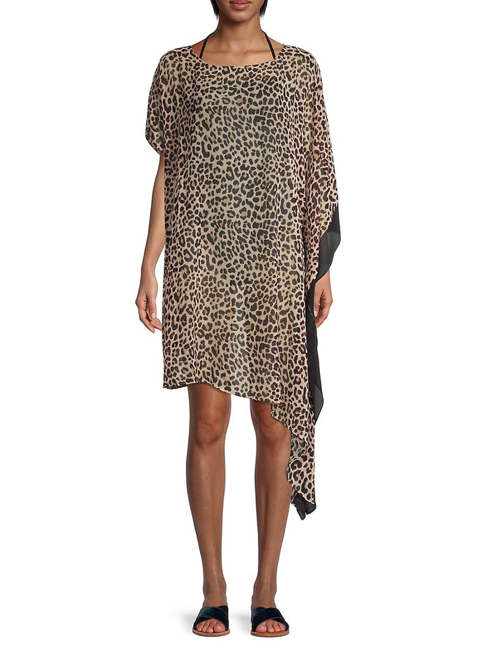 DKNY Women’s Leopard-Print Asymmetrical Dress – Suntan – Size S/M by Vanessa Jane