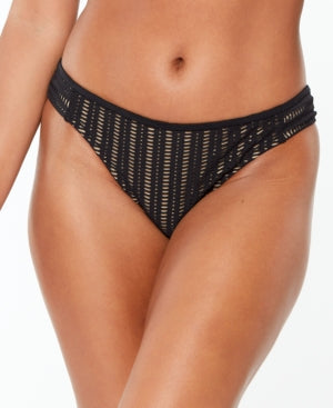 Bar III Crochet Overlay Side Tab Solid Color Hipster Bikini Bottom by Vanessa Jane