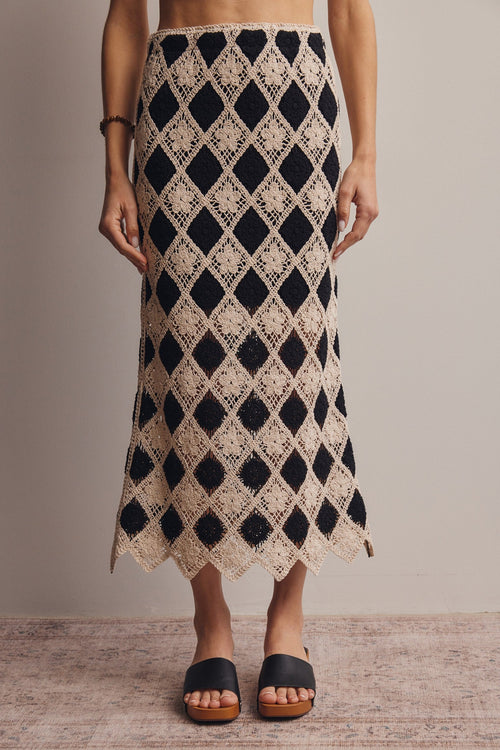 Crochet Diamond Midi Skirt by Boutique 23