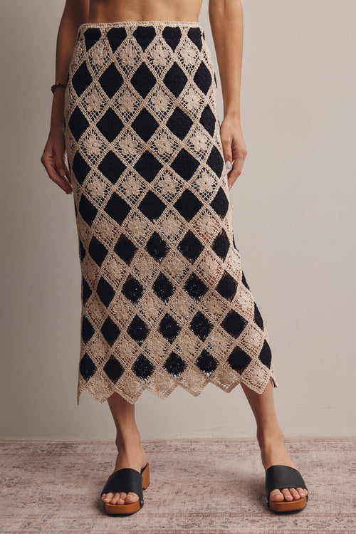 Crochet Diamond Midi Skirt by Boutique 23