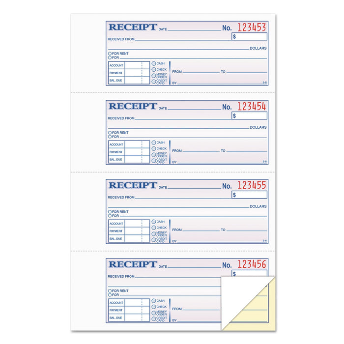 TOPS Money and Rent Receipt Books, Two-Part Carbonless, 2.75 x 7.13, 4/Page, 400 Forms