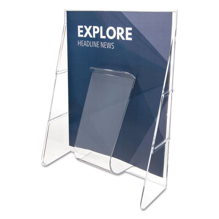 deflecto Stand-Tall Wall-Mount Literature Rack, Magazine, 9.13w x 3.25d x 11.88h, Clear