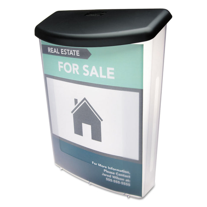 deflecto Outdoor Literature Box, 10w x 4.5d x 13.13h, Clear/Black