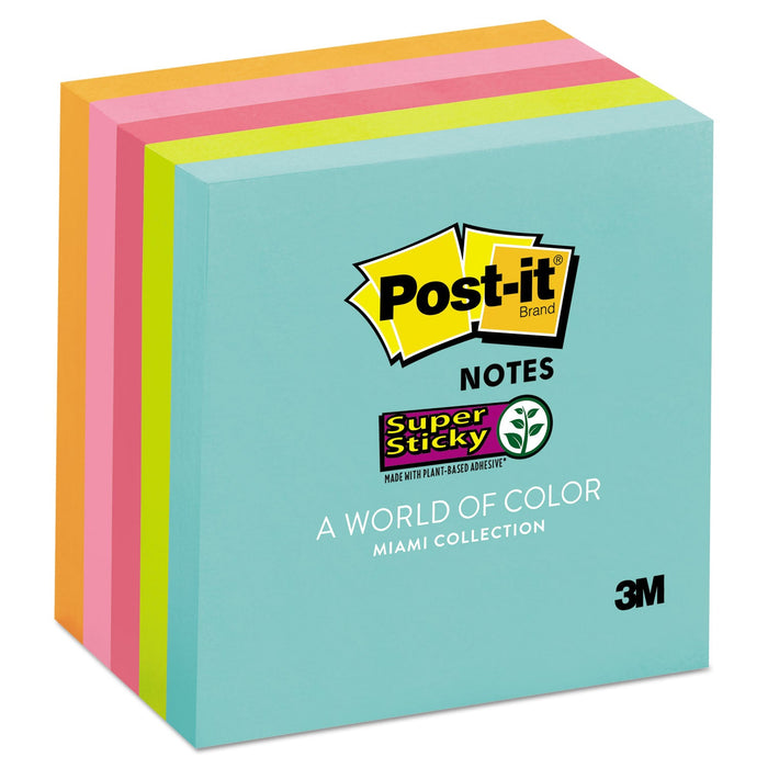 Post-it Pads in Supernova Neon Collection Colors, 3" x 3", 90 Sheets/Pad, 5 Pads/Pack