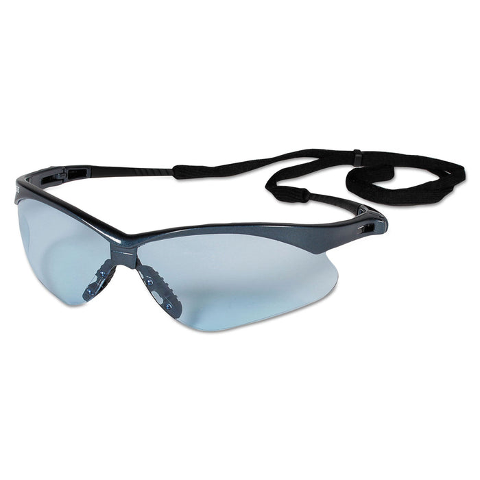 KleenGuard V30 Nemesis Safety Glasses, Blue Frame, Light Blue Uncoated Lens, 12/Box
