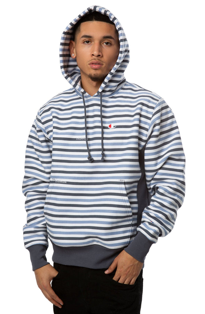 Champion Mens Striped Long Sleeve Fleece Hoodie by Vanessa Jane