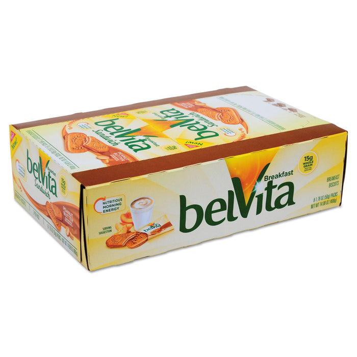 Nabisco belVita Breakfast Biscuits, Peanut Butter Sandwich, 1.76 oz Pack, 8/Box