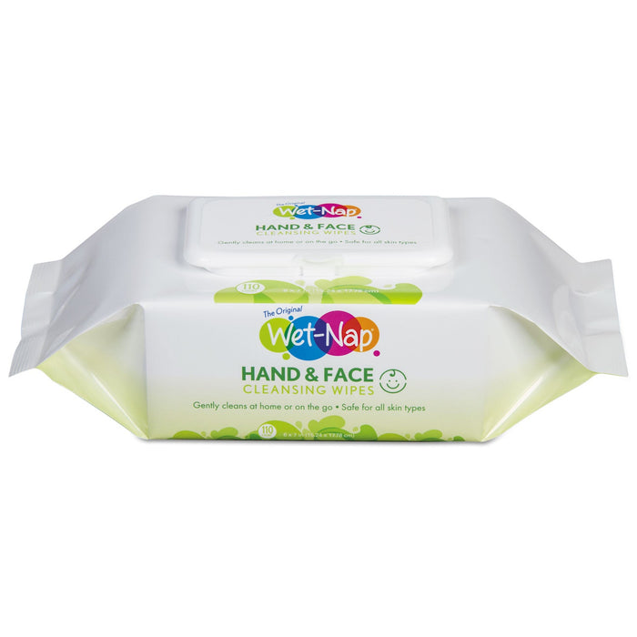 Wet-Nap Hands and Face Cleansing Wipes, 7 x 6, White, Fragrance-Free, 110/Pack, 6 Packs/Carton