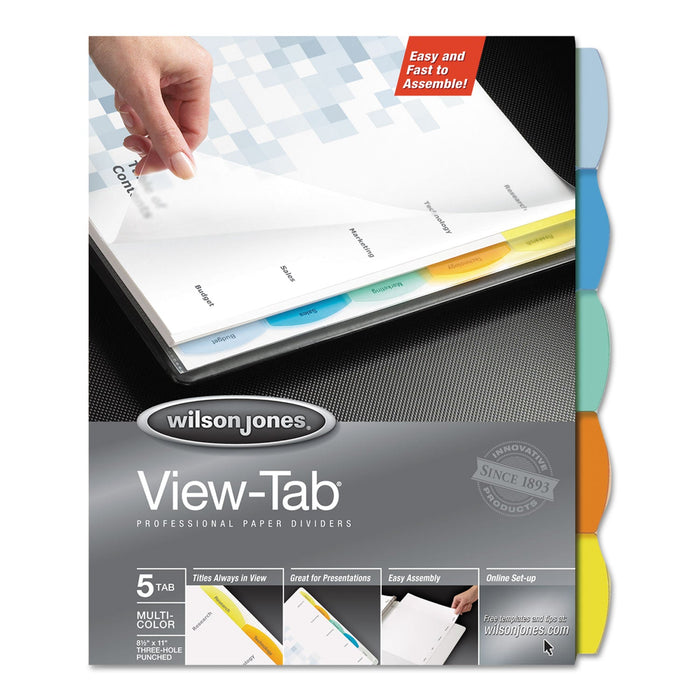 Wilson Jones View-Tab Paper Index Dividers, 5-Tab, 11 x 8.5, White, 1 Set
