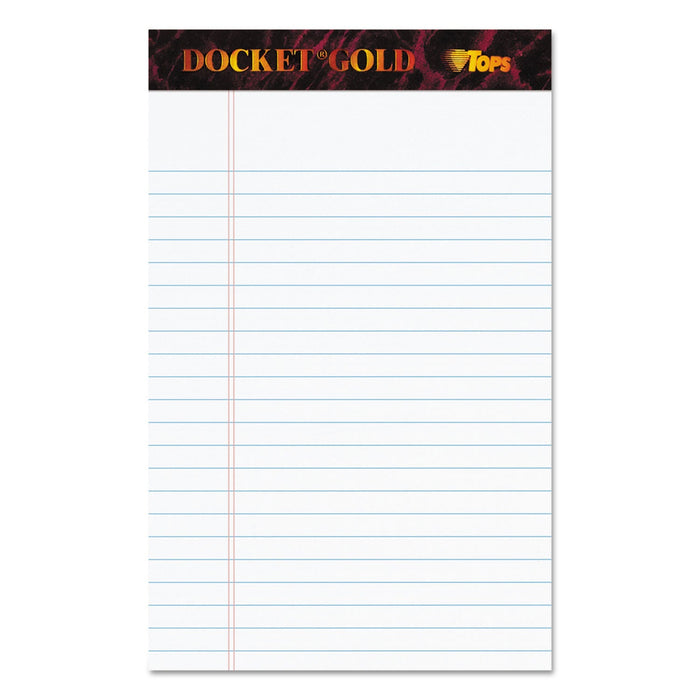 TOPS Docket Gold Ruled Perforated Pads, Narrow Rule, 50 White 5 x 8 Sheets, 12/Pack
