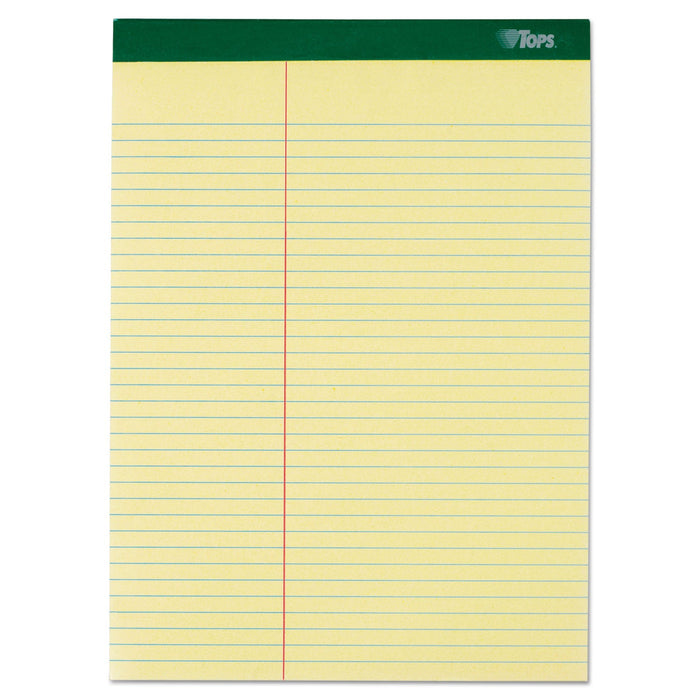 TOPS Double Docket Ruled Pads, Pitman Rule Variation (Offset Dividing Line - 3" Left), 100 Canary 8.5 x 11.75 Sheets, 6/Pack