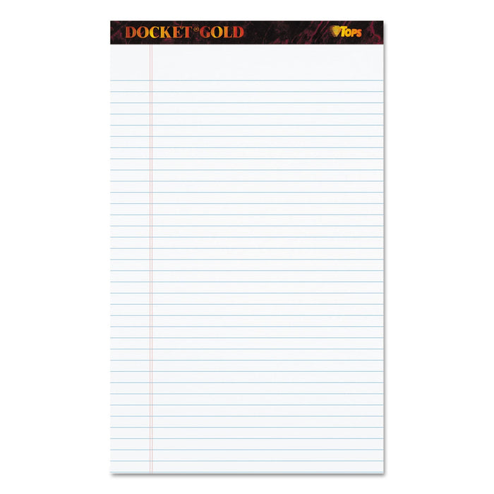 TOPS Docket Gold Ruled Perforated Pads, Wide/Legal Rule, 50 White 8.5 x 14 Sheets, 12/Pack