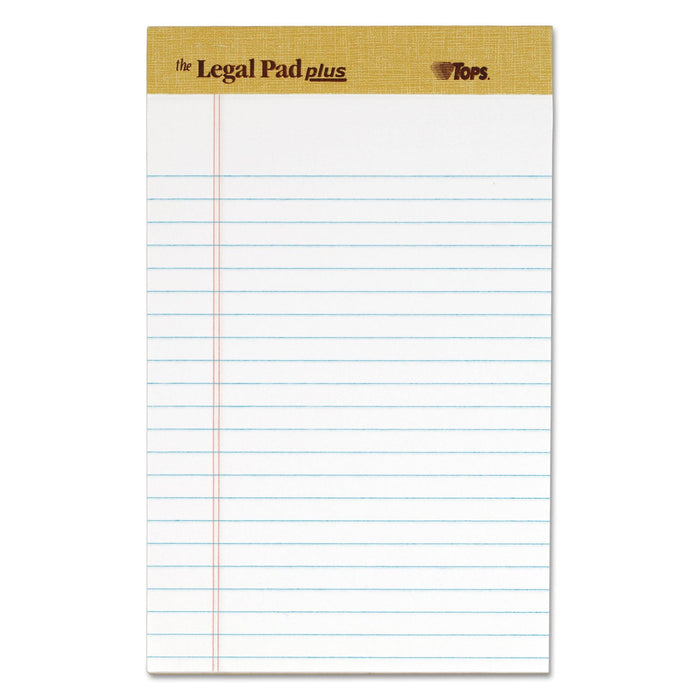 TOPS "The Legal Pad" Plus Ruled Perforated Pads with 40 pt. Back, Narrow Rule, 50 White 5 x 8 Sheets, Dozen