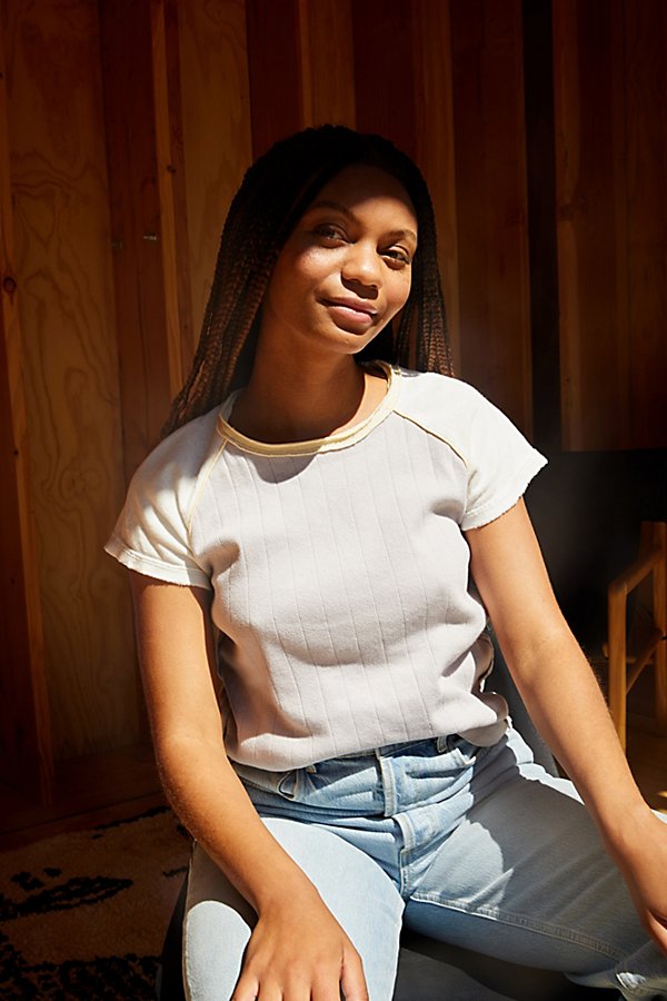 Free People Womens Block It Baby Raglan-Sleeve T-Shirt, Small by Vanessa Jane