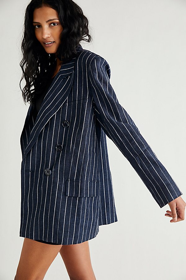 Free People Ashby Double Breasted Button Front Blazer by Vanessa Jane