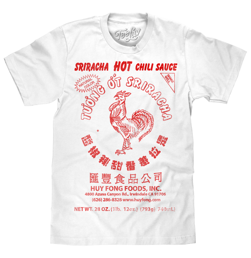 Sriracha Label T-Shirt - White by Tee Luv