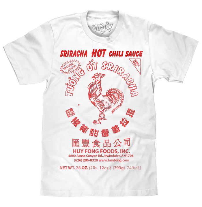 Sriracha Label T-Shirt - White by Tee Luv