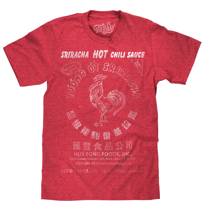 Sriracha Label T-Shirt - Red by Tee Luv