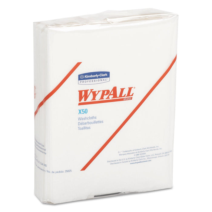 WypAll X50 Cloths, 1/4 Fold, 12.5 x 10, White, 26/Pack, 32 Packs/Carton