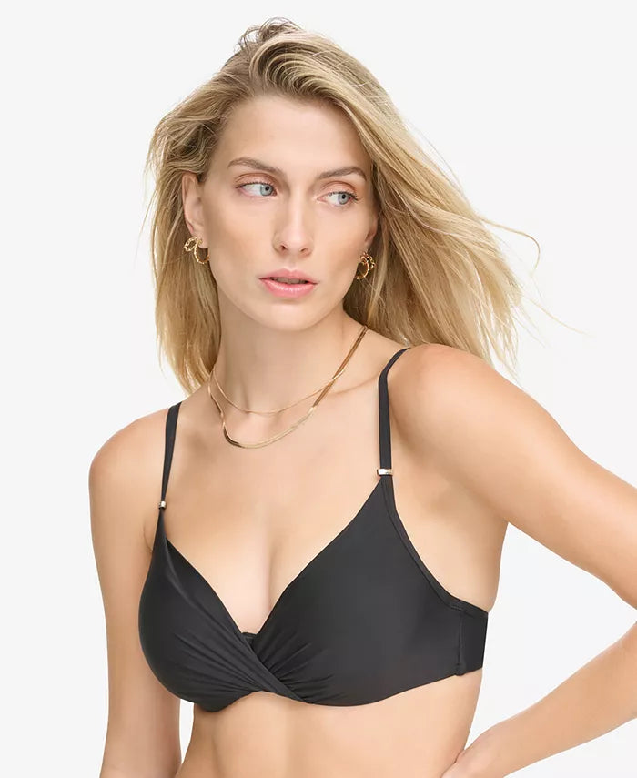 Calvin Klein Womens Twisted Solid Bikini Top, Size Small by Vanessa Jane