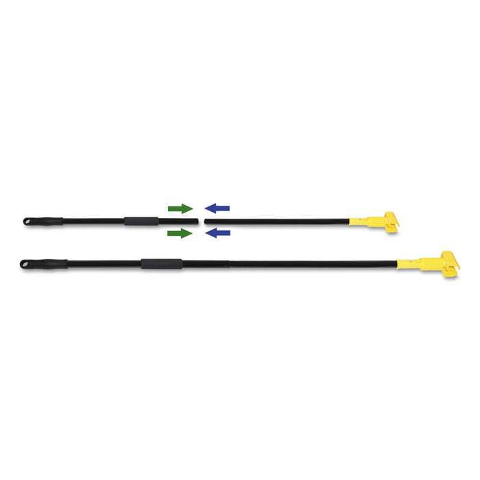 Boardwalk Two-Piece Metal Handle with Plastic Jaw Head, 1.5" dia x 59", Black/Yellow
