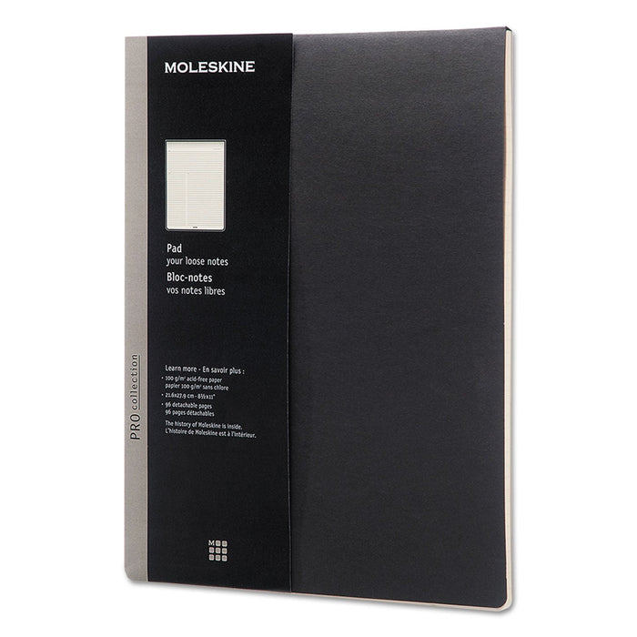 Moleskine Professional Pad, Medium/College Rule, Black Cover, 96 Ivory 8.5 x 11 Sheets