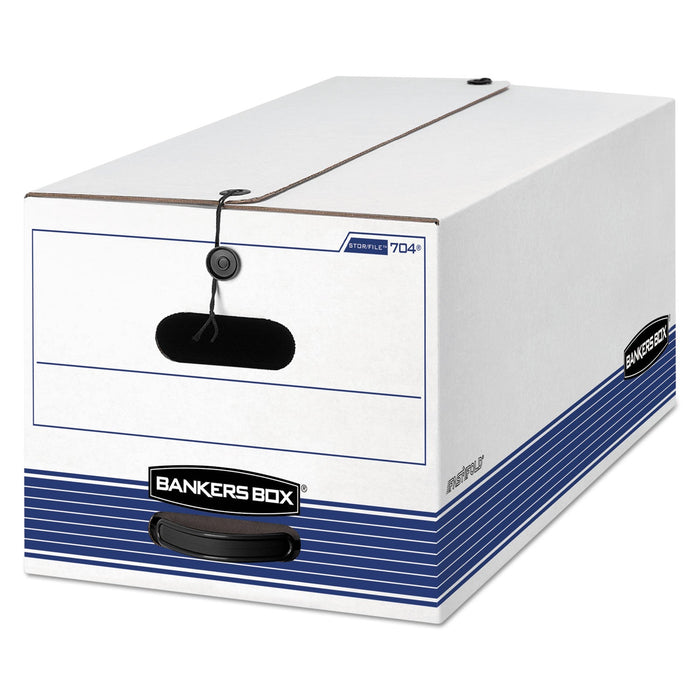Bankers Box STOR/FILE Medium-Duty Strength Storage Boxes, Letter Files, 12.25" x 24.13" x 10.75", White/Blue, 12/Carton