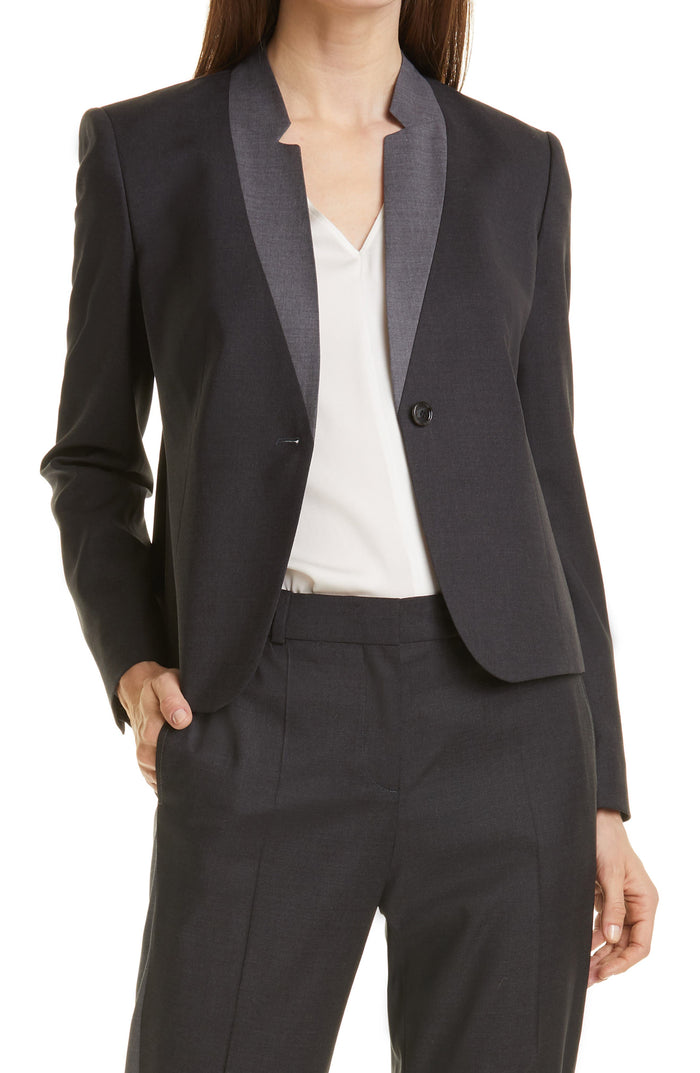 Boss Jayana Wool Contrast Collar Jacket, Size 8 by Vanessa Jane