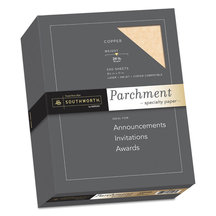 Southworth Parchment Specialty Paper, 24 lb Bond Weight, 8.5 x 11, Copper, 500/Box