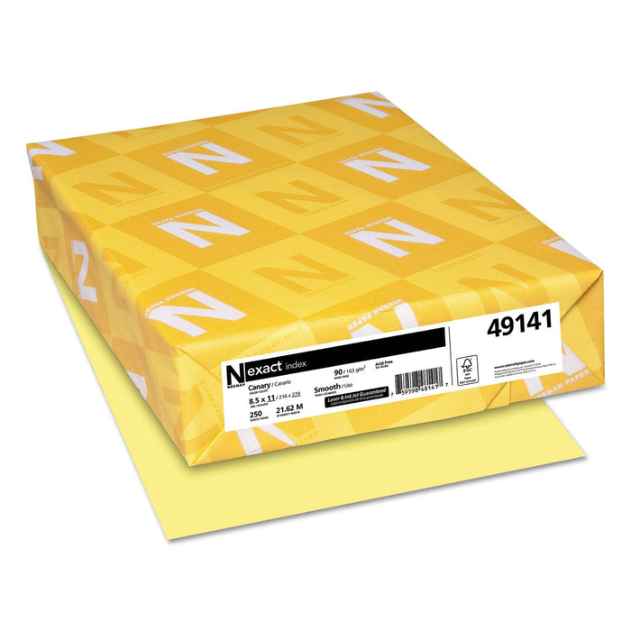 Neenah Paper Exact Index Card Stock, 90 lb Index Weight, 8.5 x 11, Canary, 250/Pack