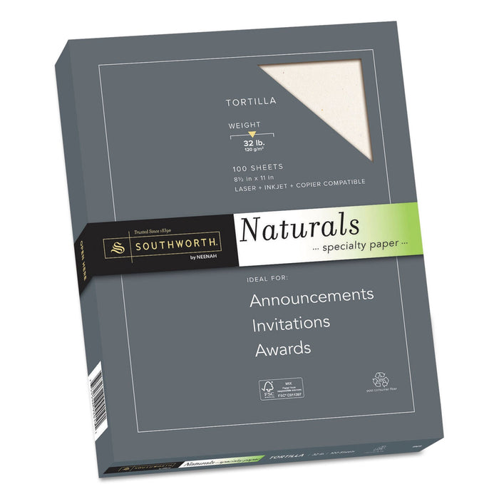 Southworth Naturals Paper, 32 lb Bond Weight, 8.5 x 11, Latte, 100/Pack