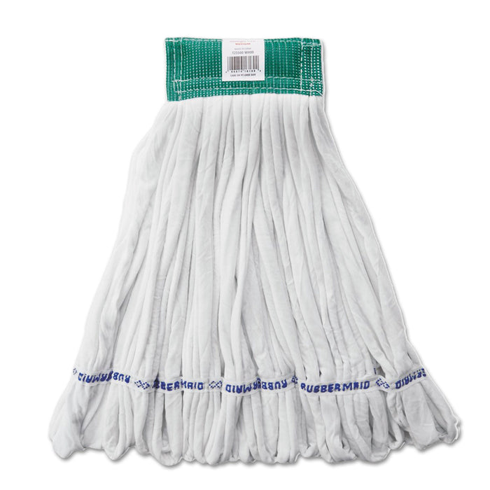 Rubbermaid Rough Floor Mop Head, Medium, Cotton/Synthetic, White, 12/Carton