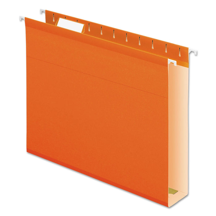 Pendaflex Extra Capacity Reinforced Hanging File Folders with Box Bottom, 2" Capacity, Letter Size, 1/5-Cut Tabs, Orange, 25/Box